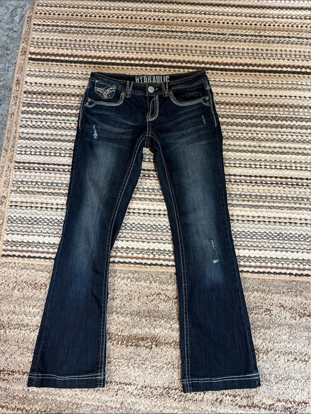 Hydraulic Dark Indigo bootcut Jeans with Contrast Stitching